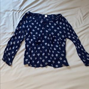 Blue Floral Print Blouse